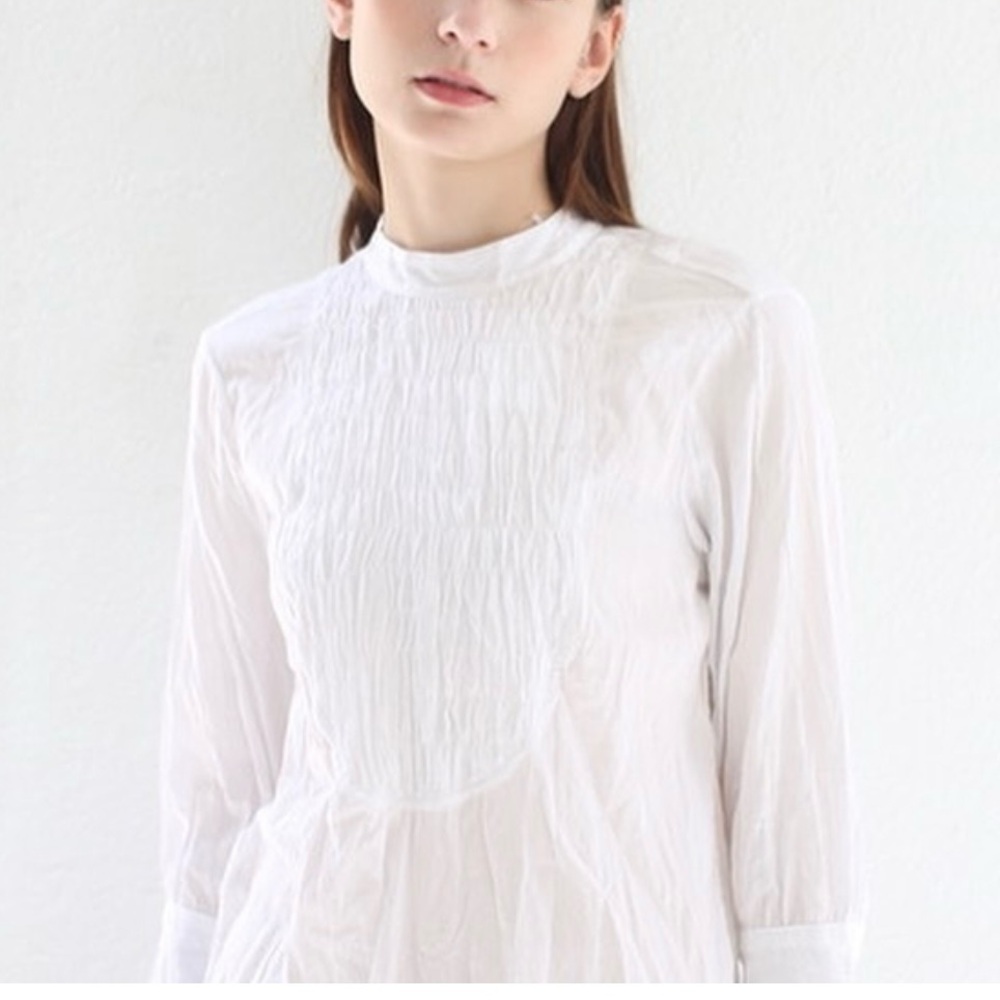 Hazel brown collection handmade blouse (blue and white stripe)